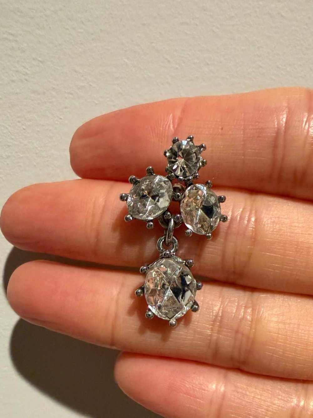 Betsey Johnson Pave Crystal Cluster Dangle Earrings